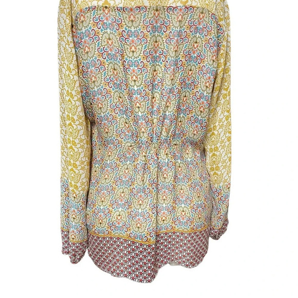 MiracleBody by MiracleSuit Floral Peasant Blouse Yellow Multi Size Large - Picture 7 of 9